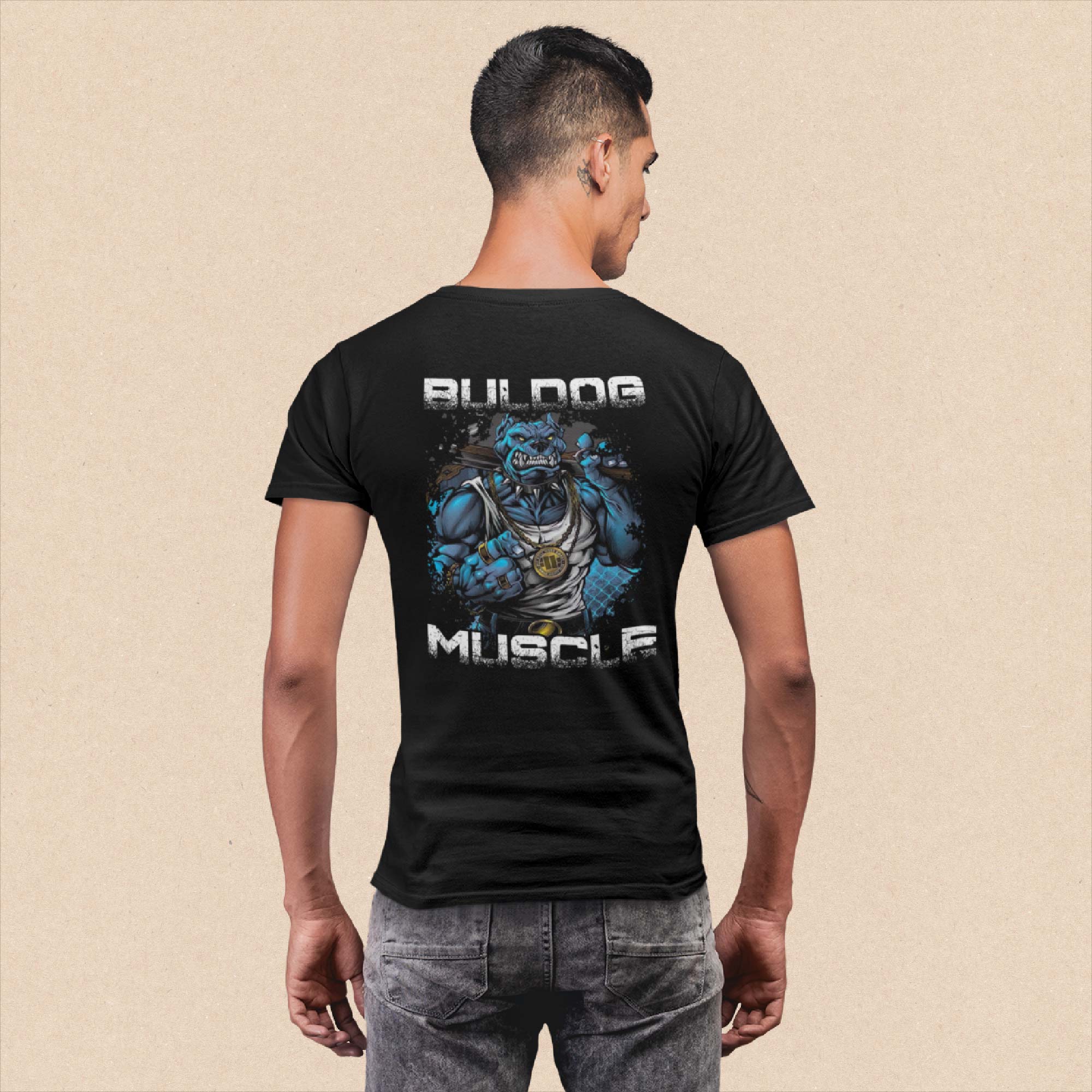 Bulldog Muscle Black Unisex T-Shirt