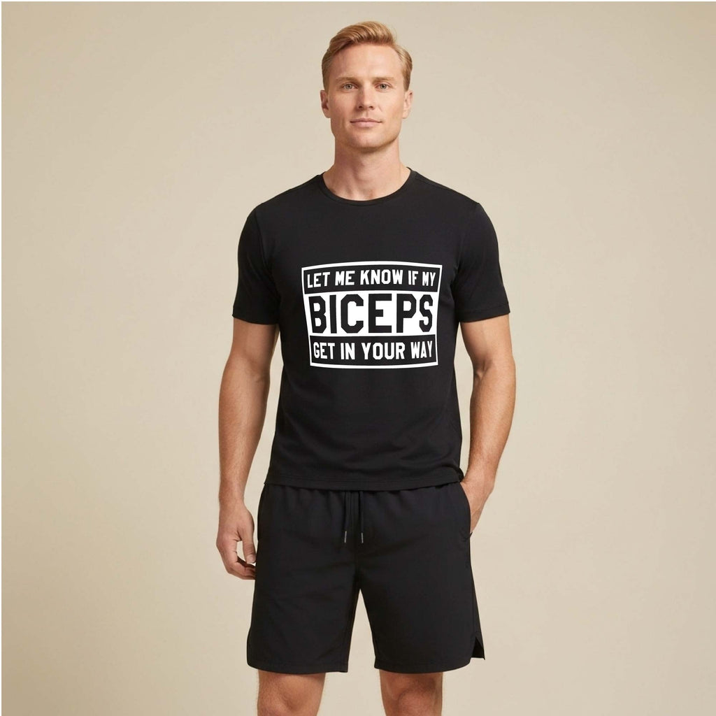 Let Me Know If My Biceps Get in The Way Black Unisex T-Shirt