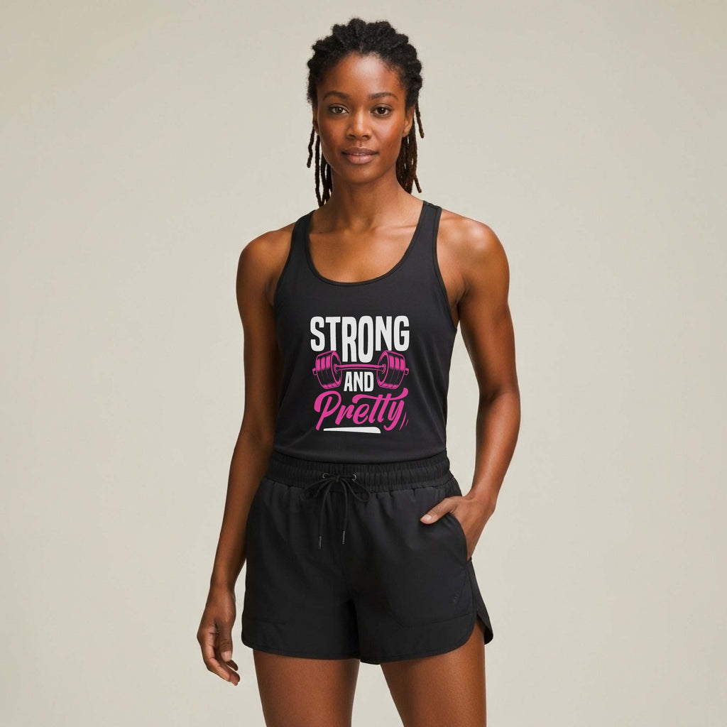 Strong and Pretty Women’s fitted Racerback Tank Top