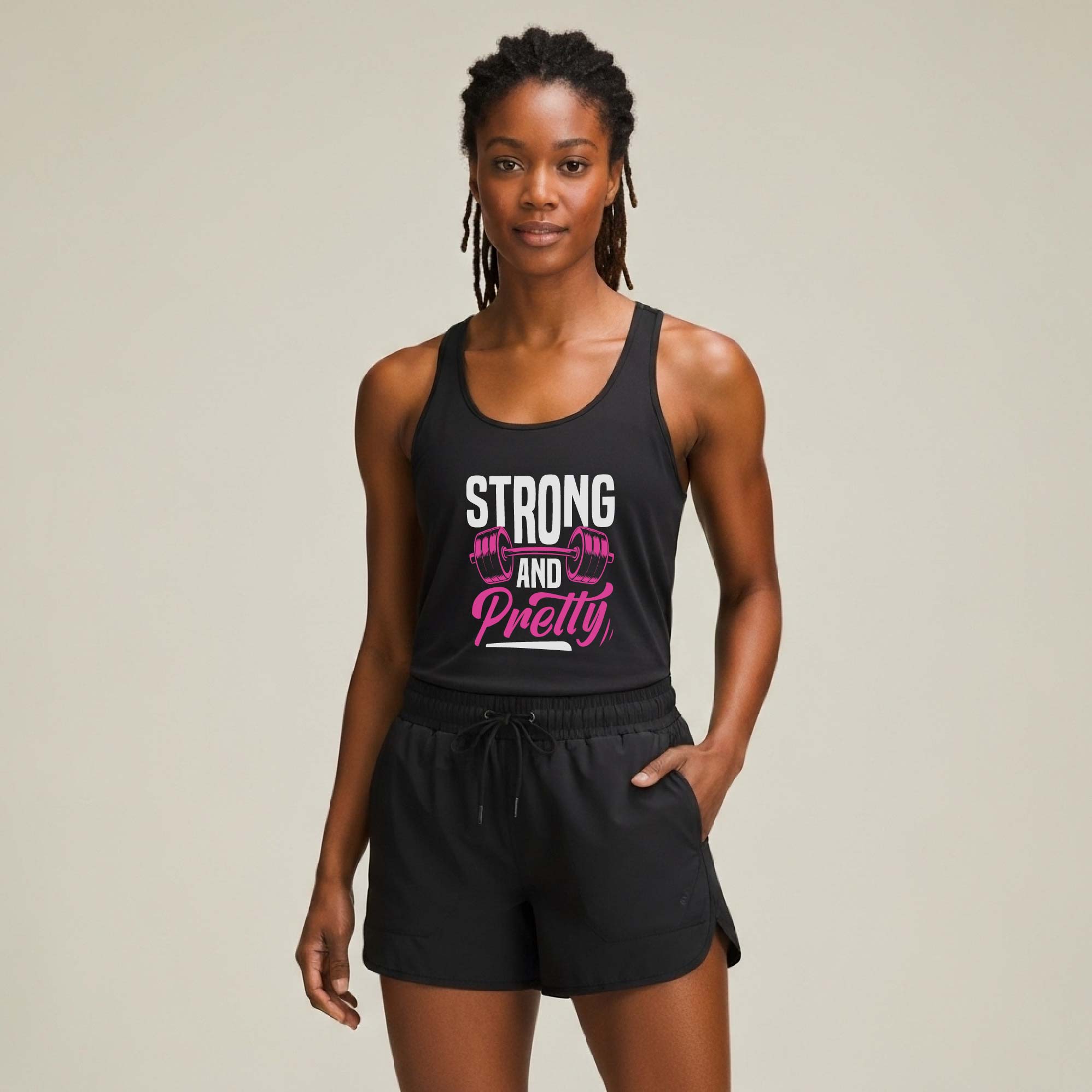 Strong and Pretty Women’s fitted Racerback Tank Top